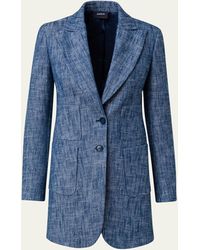 Akris - Yarn Dyed Cotton Stretch Diagonal Single-breasted Long Jacket - Lyst