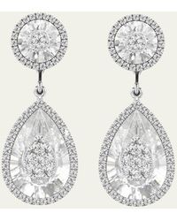 Bhansali - 18k White Gold One Collection Pear Quartz Drop Earrings With Diamond Halo - Lyst