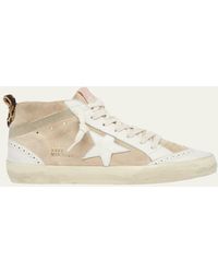 Golden Goose - Mid Star Mixed Leather Wing-tip Sneakers - Lyst