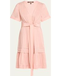 Kobi Halperin - Miranda Pintuck Tiered Linen-Silk Midi Dress - Lyst
