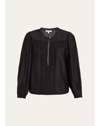 RE/DONE - Tate Lace-Trim Cotton-Silk Voile Blouse - Lyst