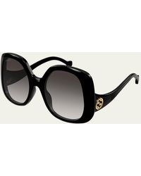 Gucci - GG Oversized Round Injection Plastic Sunglasses - Lyst
