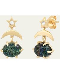 Andrea Fohrman - 14k Yellow Gold Mini Cosmo Black Opal Drop Earrings With Diamonds - Lyst