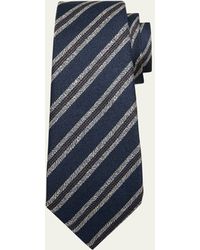 Kiton - Silk-linen Stripe Tie - Lyst
