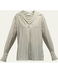Vince - Coast Stripe Shaped-collar Pullover Shirt - Lyst