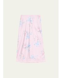 LoveShackFancy - Janella Floral Silk Midi Skirt - Lyst