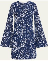 Michael Kors - Floral-print Split Long-sleeve Crepe De Chine Mini Dress - Lyst