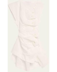 Christopher John Rogers - Pleated Button-front Blouse With Lace-up Back - Lyst