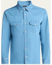 Tom Ford - Light Japanese Denim Slim Fit Western Shirt - Lyst