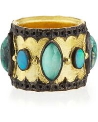 Armenta Green Turquoise & Opal Band Ring