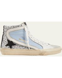 Golden Goose - Slide Mid-top Glitter Leather Sneakers - Lyst