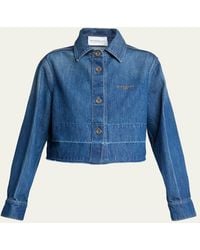 Givenchy - Cropped Raw-Edge Cotton Denim Jacket - Lyst