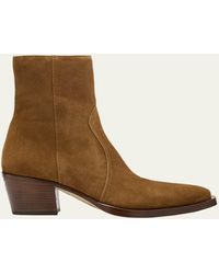 Prada - Suede Zip Ankle Boots - Lyst