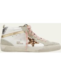 Golden Goose - Mid Star Mixed Leather Glitter Sneakers - Lyst
