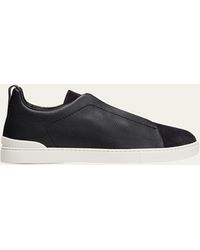 Zegna - Triple Stitch Leather And Suede Sneakers - Lyst