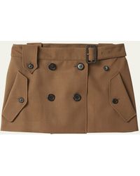 Miu Miu - Buttoned Wool Belted Mini Skirt - Lyst
