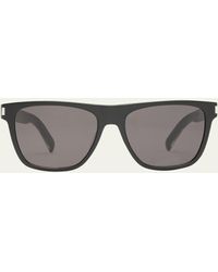 Saint Laurent - Sl 619 Acetate Rectangle Sunglasses - Lyst