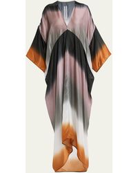 Rick Owens - Striped V-neck Long-sleeve Flowy Maxi Dress - Lyst