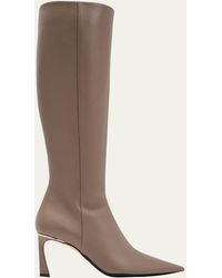 Victoria Beckham - Point-toe Leather Knee Boots - Lyst