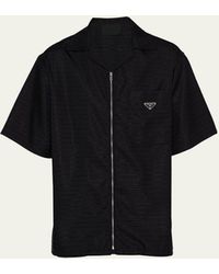 Prada - Re-nylon Zip-front Camp Shirt - Lyst