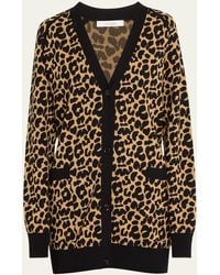 Max Mara - Tenore Leopard Print Knit Cardigan - Lyst