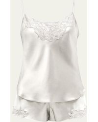 Christine Lingerie - Bijoux Short Lace-Trim Silk Pajama Set - Lyst