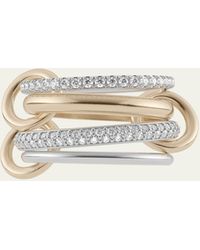 Spinelli Kilcollin - Vega Blanc Petite Four Link Ring In Sterling Silver And 18k Yellow Gold With U Pave White Diamonds - Lyst