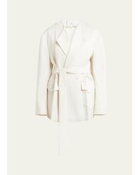 Setchu - No Collar Origami Belted Wool Jacket - Lyst