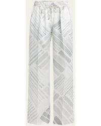 Kiton - Abstract Drawstring Wide Leg Silk Trousers - Lyst