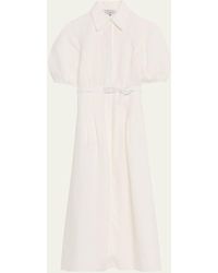Gabriela Hearst - Maude Linen Puff-Sleeve Belted Midi Shirtdress - Lyst