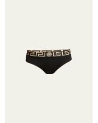 Versace - Greca Logo-Band Cotton Bikini Briefs - Lyst