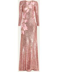 Naeem Khan - Sequin Embellished Gown With Floral Embroidery - Lyst