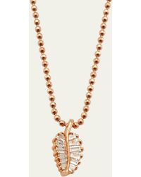 Anita Ko - 18k Rose Gold Diamond Baguette Palm Leaf Necklace - Lyst