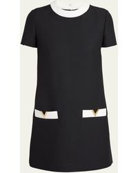 Valentino Garavani - Crepe Couture Mini Dress With Patch Pockets - Lyst