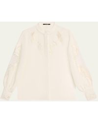 Kobi Halperin - Angela Embroidered Sheer-Inset Blouse - Lyst