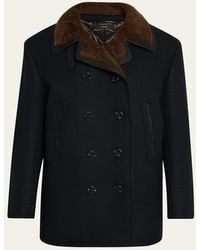Tom Ford - Melton Wool Shearling Double-Breasted Peacoat - Lyst