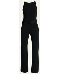 Courreges - Belted Milano Knit Sleeveless Flare Jumpsuit - Lyst