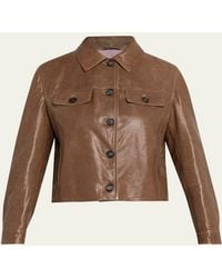 Brunello Cucinelli - Button-Down Leather Jacket - Lyst