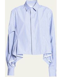 Sacai - Stripe Ruffle Hem Button Down Shirt - Lyst