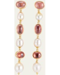 Prounis Jewelry - Blush Tourmaline And Golden South Sea Pearl Chime Drop Earrings - Lyst