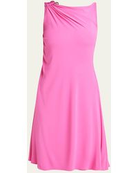 Versace - Sleeveless Draped Stretch Crepe Jersey Dress - Lyst