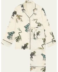Olivia Von Halle - Lila Frog-print Silk Satin Pajama Set - Lyst