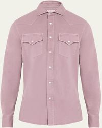 Brunello Cucinelli - Cotton Snap-front Western Shirt - Lyst