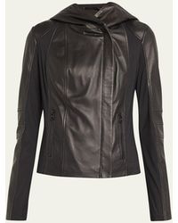 BLANC NOIR - Too Shy Hooded Leather Jacket - Lyst