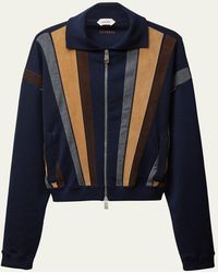 Versace - Colorblocked Wool-Blend Zip-Up Blouson Jacket - Lyst