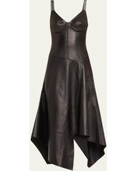 Jason Wu - Leather Midi Dress With Asymmetric Skirt - Lyst