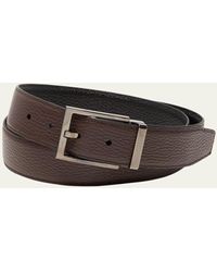 Ferragamo - Double Adjustable Square-buckle Leather Belt - Lyst