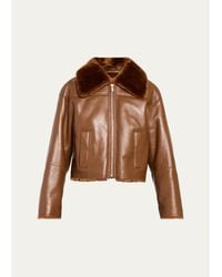 Theory - Crop Shearling Jacket - Lyst