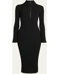 Moncler - Ribbed Knit Half-Zip Sweater Dress - Lyst