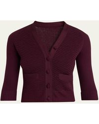 Chloé - Textured Wool Knit Half-Sleeve Cropped Cardigan - Lyst
